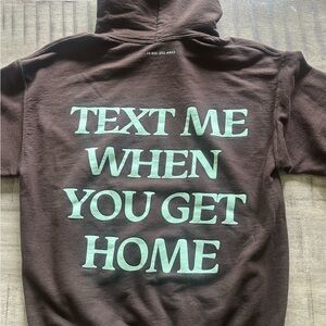 LONELY GHOST Brown Hoodie with Mint Text